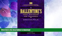 FAVORITE BOOK  Ballentine s Legal Dictionary/Thesaurus (Lawyers Cooperative Publishing)  BOOK