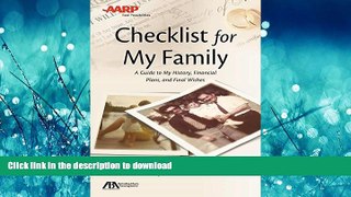 FAVORIT BOOK ABA/AARP Checklist for My Family: A Guide to My History, Financial Plans and Final