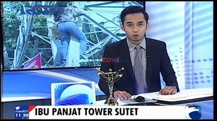 Protes Pendirian Tower Sutet, Ibu Ini Nekat Panjat Tower