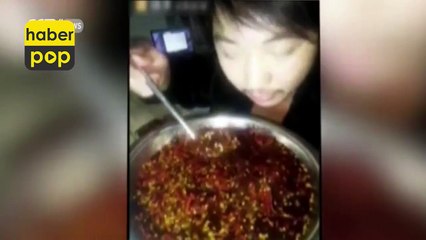 YouTube yıldızı olmak için acı biberli yağ içti