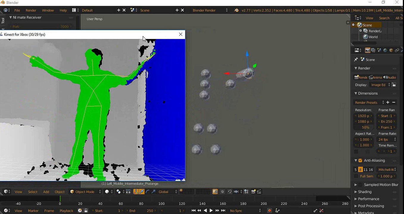 Kinect motion capture recording in blender