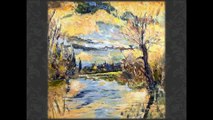 Peinture de Serge-BENHAIM-Coucher de soleil sur l'étang
