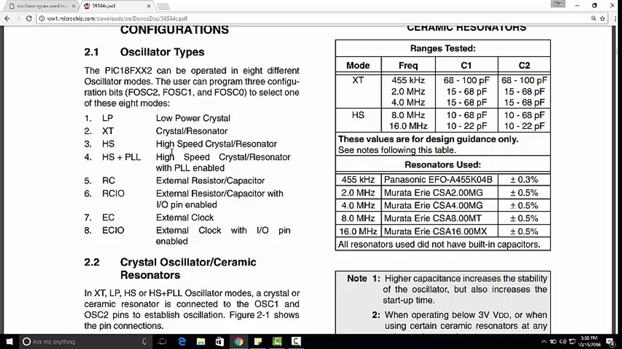 how to select internal oscillator of pic microcontroller