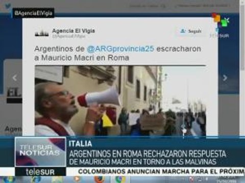 Argentinos en Italia protestan por la visita de Mauricio Macri