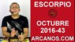 ESCORPIO OCTUBRE 2016-16 al 22 de octubre-Horoscopo del Amor Solteros Parejas-Tarot-ARCANOS.COM