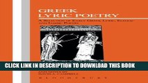 [DOWNLOAD] PDF BOOK Greek Lyric Poetry (Greek Texts) New