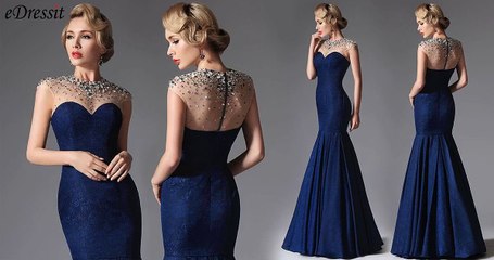 Robe de Soirée Bleu Fashionable
