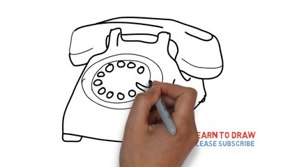 Easy Step For Kids How To Draw The Old Telephone