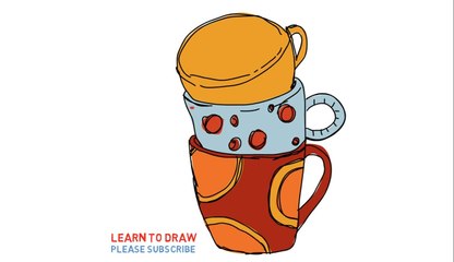Easy Step For Kids How To Draw The Stacks of Cups