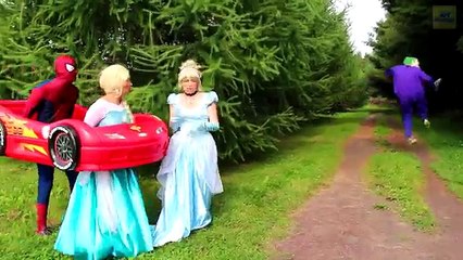 Download Video: Frozen Elsa _ Spiderman BALLOON SURPRISE Disney Car Toys! w_ Pink Spidergirl Maleficent Joker )