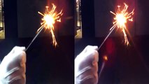 Sparkler Firework flying sparks  in 3D Full HD Wunderkerze