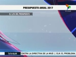 El 73% del presupuesto de Venezuela para 2017 será de inversión social