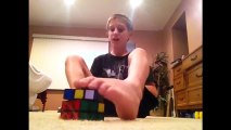 Kid solves Rubik's cube with his feet