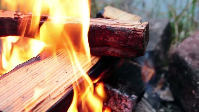Cuisiner des pâtes carbonara à l'ancienne au bord d'un lac
