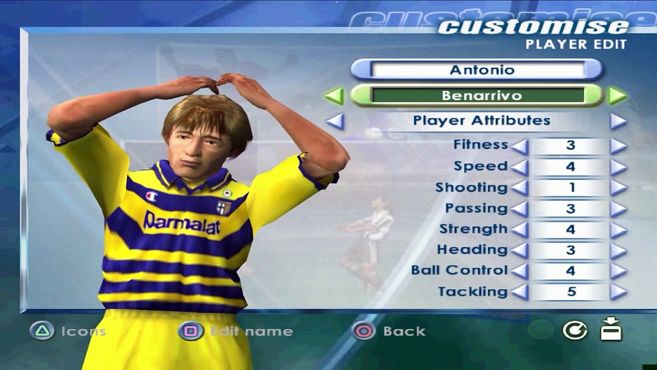 AC Parma Fifa 2001 Squad Faces Buffon Cannavaro Baggio Mboma Ortega Fuser Thuram