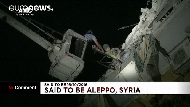 Watch: Boy left hanging from bomb-hit building in Aleppo is rescued
