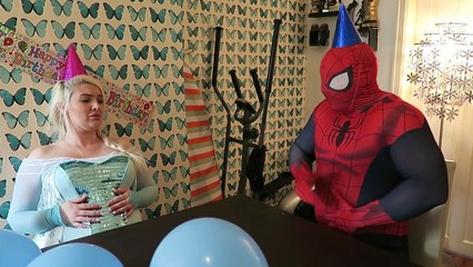 Spiderman cartoon, Frozen Elsa vs Wonder Woman vs Spiderman, Fart Prank w/ Joker IRL superhero fun