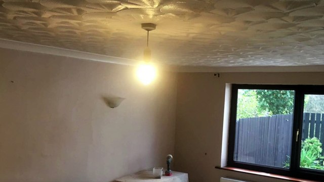 PLASTERING OVER LARGE ARTEX CEILING IN CAERPHILLY SOUTH WALES