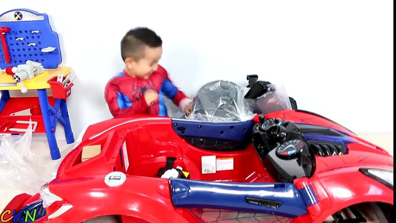 Unboxing New Spiderman Battery-Powered Ride On Super Car 6V Test Drive Park Playtime Fun Ckn Toys