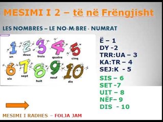 NUMRAT NE FRENGJISHT - LES NOMBRES EN FRANCAIS -MESIMI 2