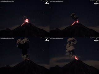 Скачать видео: Colima Volcano Sends Plumes of Smoke, Ash Into Night Sky