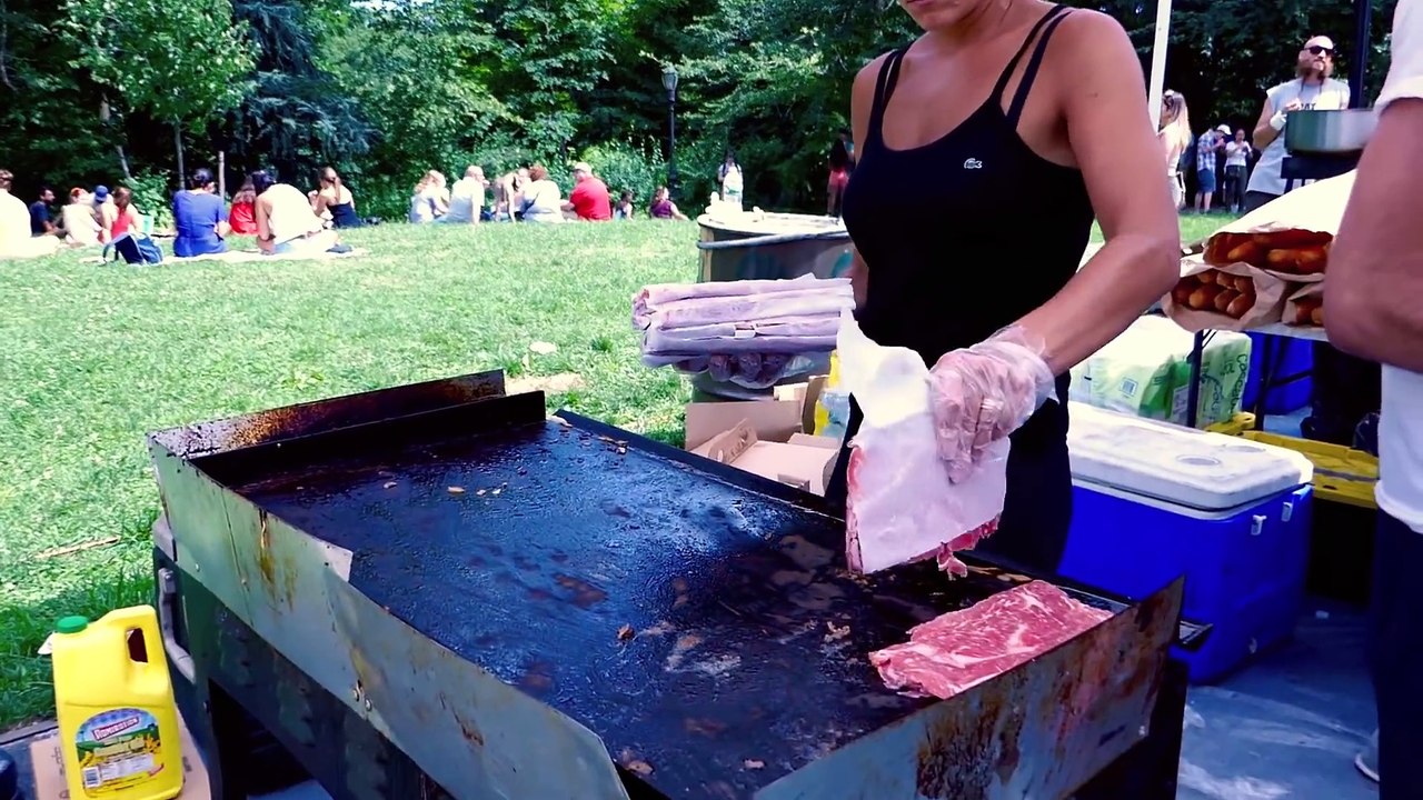 New York City Street Food - Philly Cheesesteak Sandwich