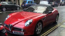 Gorgeous Alfa Romeo 8C spider in London-start up, scenes and Acceleration!