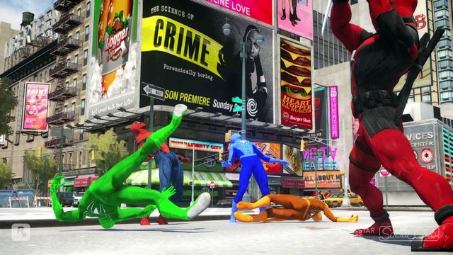 DEADPOOL VS SPIDER-MAN, GREEN SPIDERMAN, ORANGE SPIDERMAN, BLUE SPIDERMAN, WHITE SPIDERMAN