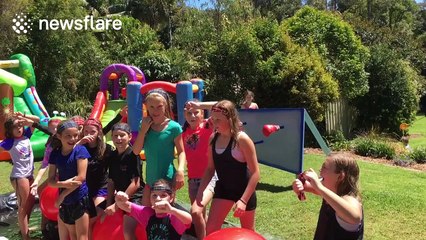 Dad builds incredible 'Wipe Out' obstacle course for daughter's birthday