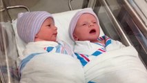 New born twins talking each other