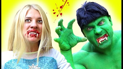 Download Video: Frozen Elsa & Superheroes VAMPIRE ATTACK! w- Spiderman Hulk Joker Black Spidey Pink spidergirl TOYS!