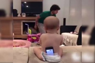 Cute Funny Baby Playing With Dad by hiding his Cell Phone - Amazing Funny Video