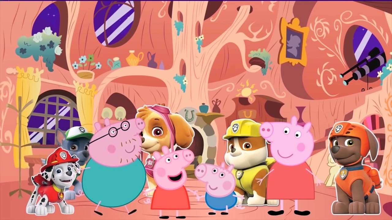 Peppa Pig Español - Angry Daddy Hulk Villain steal Peppa Frozen! Paw Patrol and Spiderman saves Elsa!