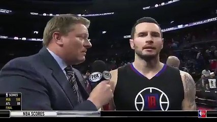 J.J. Redick abruptly leaves the post-game interview because the last one in the locker room has to dance