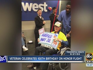 WWII Veteran celebrates 100th Birthday on honor flight