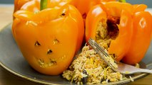 How To Make Stuffed Bell Peppers Jack O' Lantern Style