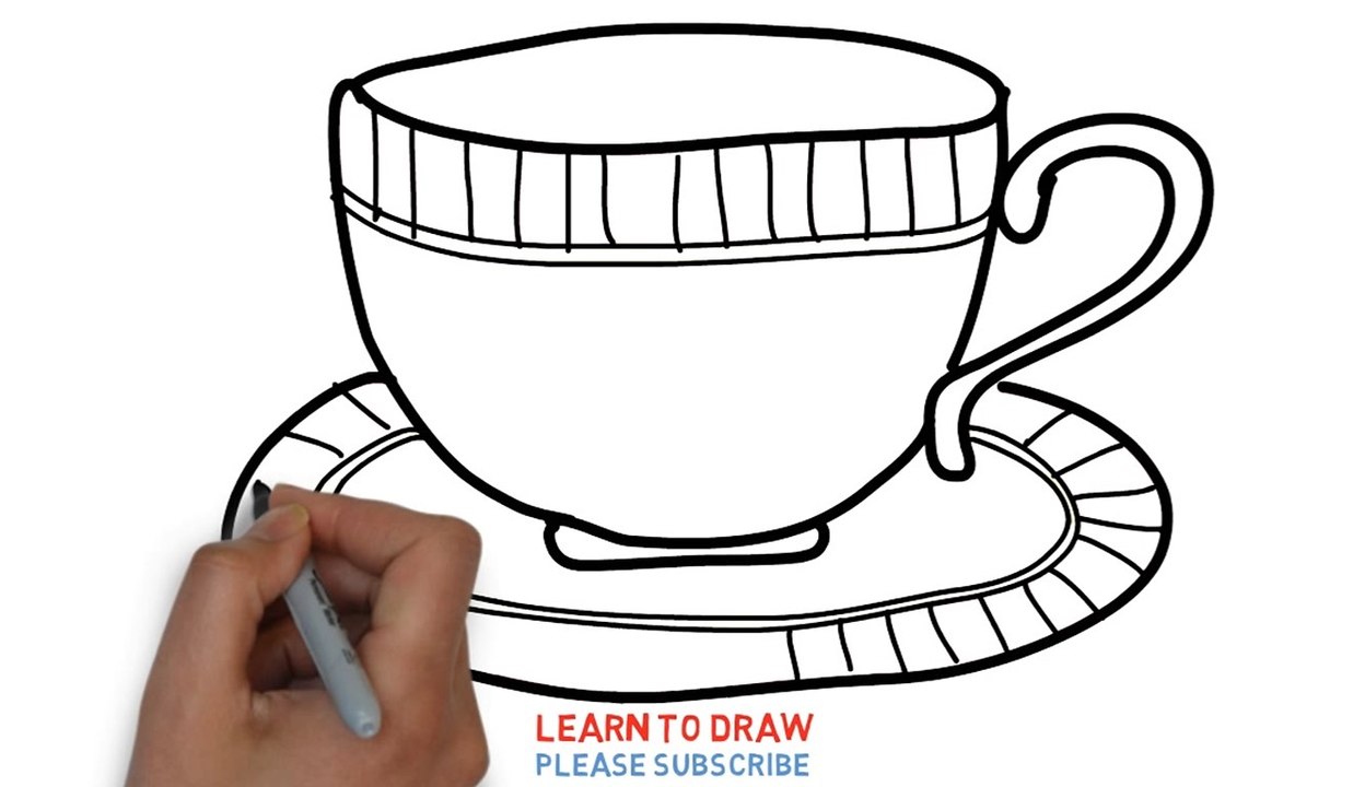 How to draw a cup of tea for kids step by step