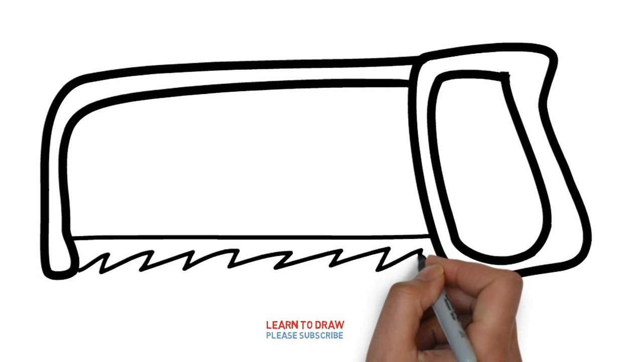 How to draw a hacksaw for kids step by step