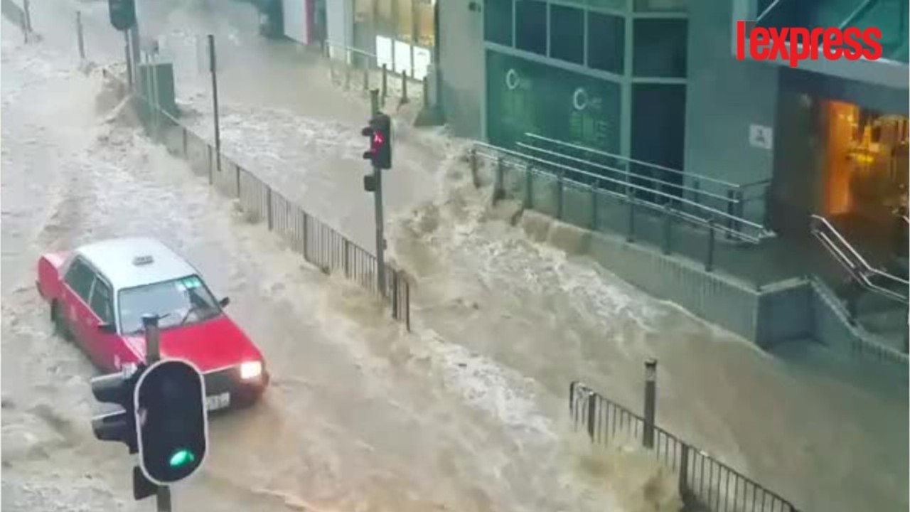 Hong Kong: des inondations monstres avant le passage du typhon Haima