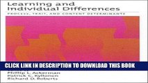 [BOOK] PDF Learning and Individual Differences: Process, Trait, and Content Determinants New BEST