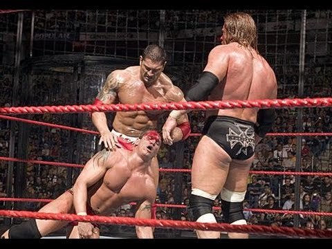 official wwe Batista vs Triple H vs Shane McMahon vs Randy Orton full match HHH Almost died wwe 2016