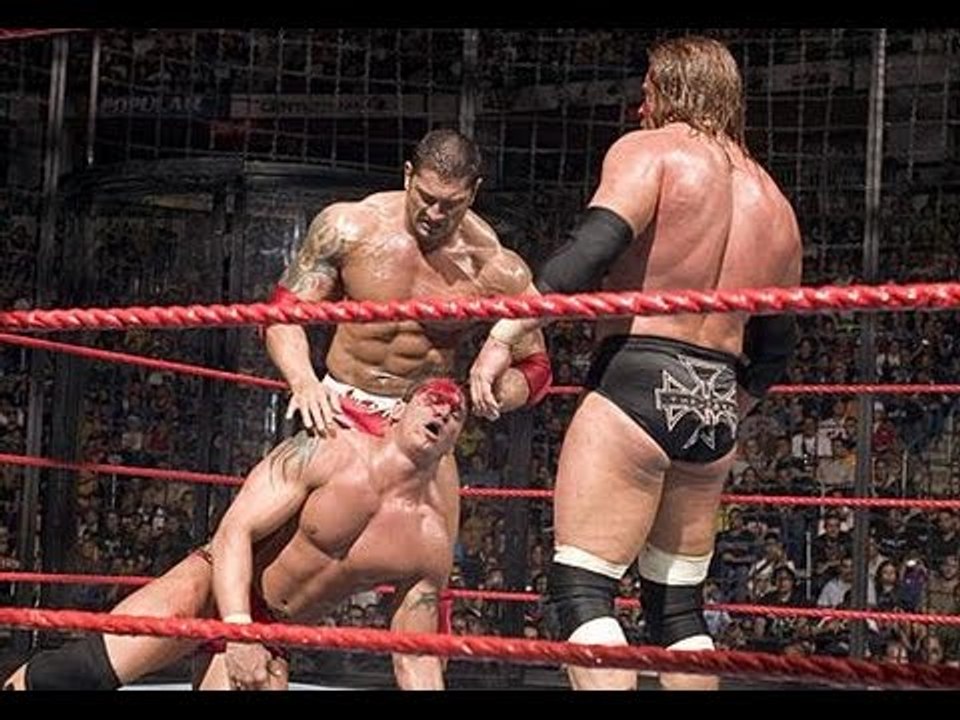 official wwe Batista vs Triple H vs Shane McMahon vs Randy Orton full match HHH Almost died wwe 2016