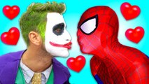 Frozen Elsa & Spiderman KISS Joker! Is Spiderman CHEATING Frozen Elsa CRAZY BEE- w- Maleficent IRL