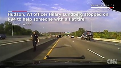 Officer nearly crushed by her own patrol car