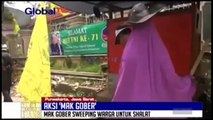 Mak Gober Sweeping Warga untuk Tunaikan Salat Jumat