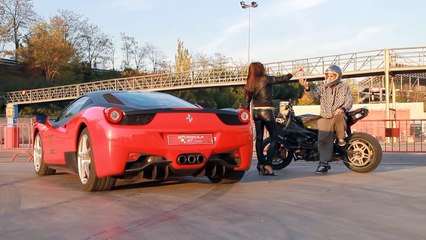 FERRARI VS KAWASAKI DRIFT MOTORCYCLE GYMKHANA STUNT MURDER DAYS 3