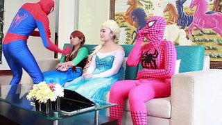 Spiderman Frozen Elsa Spidergirl Frozen Anna in real life Superhero Marvel Spiderman video