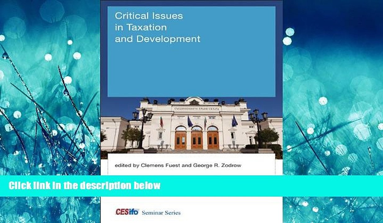 FREE PDF  Critical Issues in Taxation and Development (CESifo Seminar Series)  DOWNLOAD ONLINE