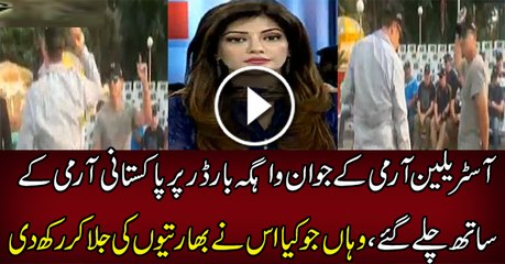 Australian Army's cricket team in joyful mood at Wagah border