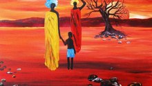 African Sunset Step by Step Acrylic Painting on Canvas for Beginners